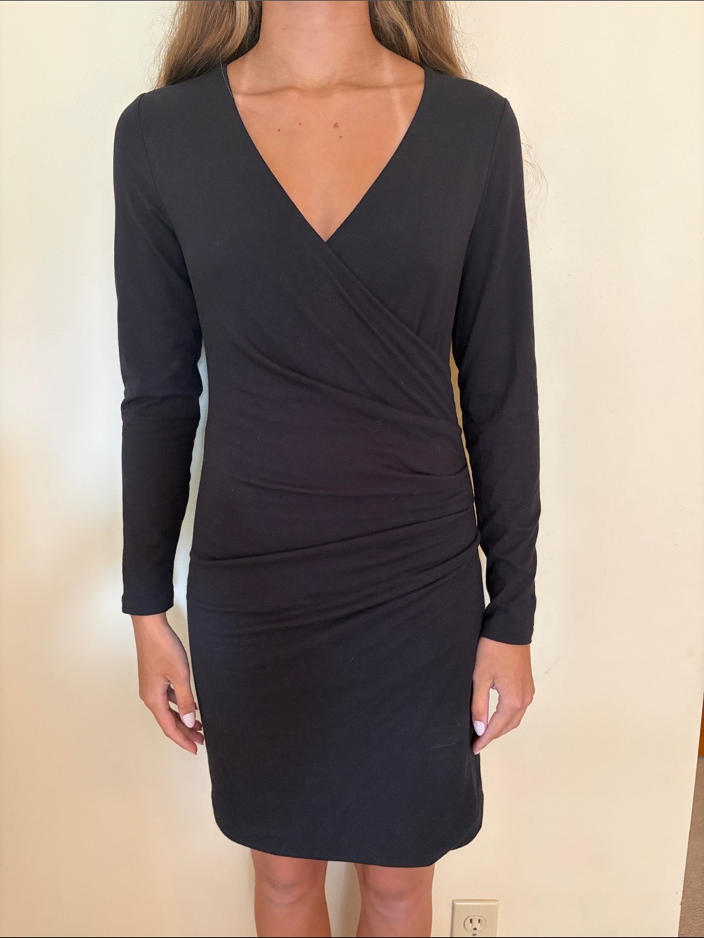 Athleta Black Long-Sleeve Wrap Dress